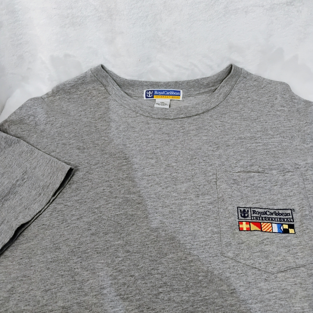 Vtg Royal Caribbean International Cruise Ship Travel Embroidered Grey T Shirt‎ P
